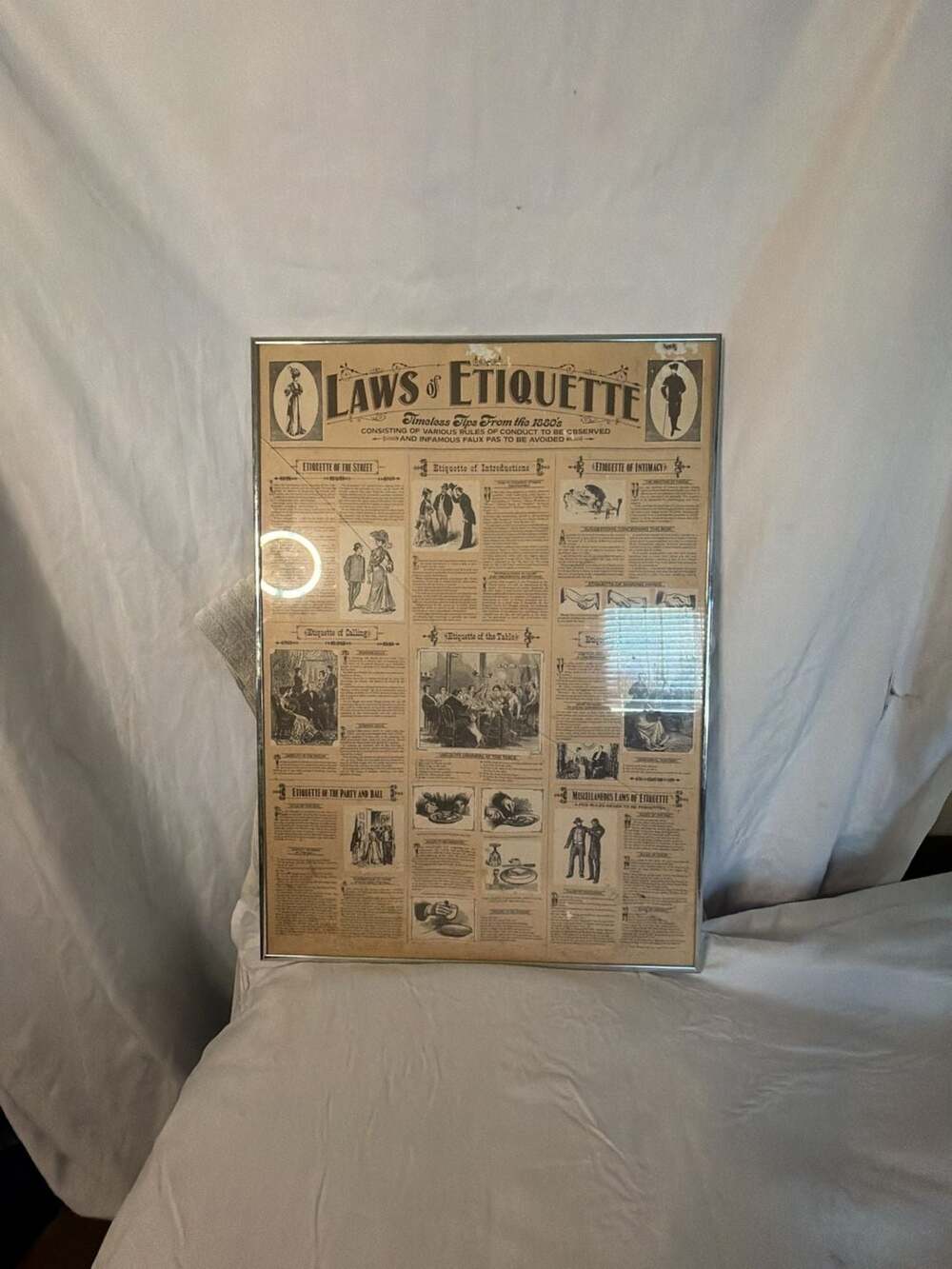 Laws of Etiquette Timeless Tips from the 1880's Decorative Wall Poster in Metal